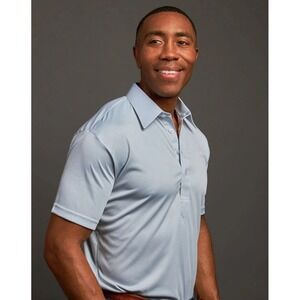 NWT Collars and Co Dress Collar Polo Short Sleeve Large Blue